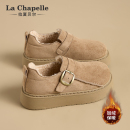 拉夏贝尔勃肯鞋女款加绒加厚雪地靴秋冬季新款一脚蹬博肯保暖棉鞋