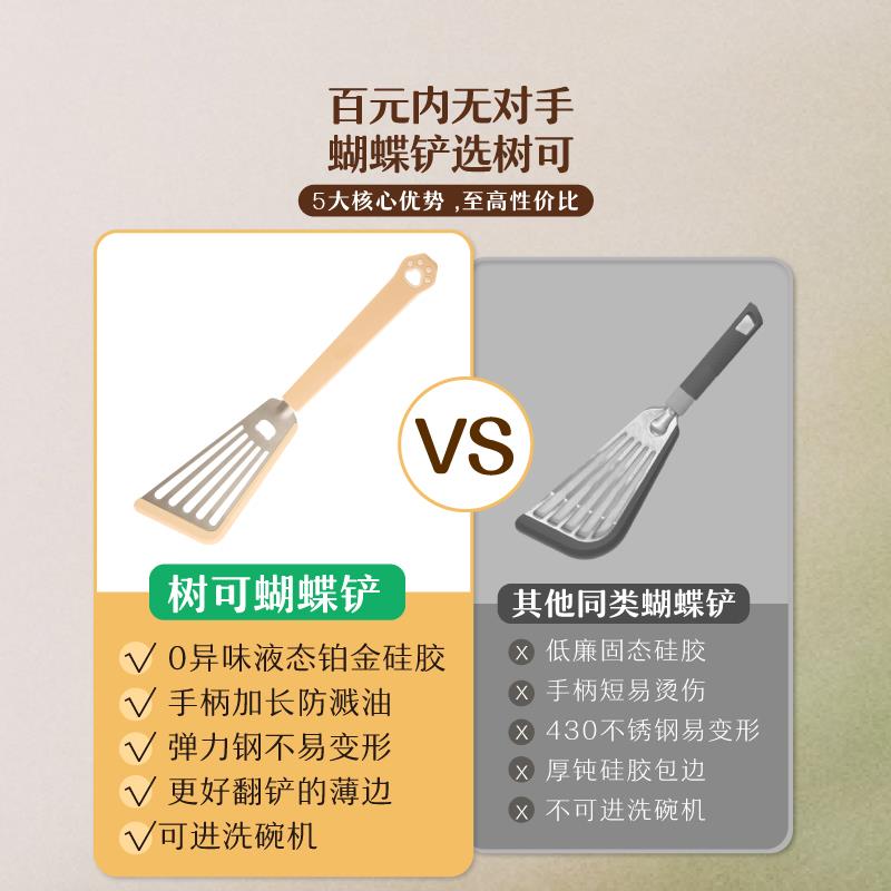 树可可小熊不锈钢蝴蝶铲煎饼煎牛排煎鱼煎蛋斜口翻面铲子夹子锅铲