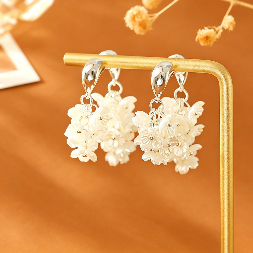 法式浪漫贝壳花朵耳钉小众独特