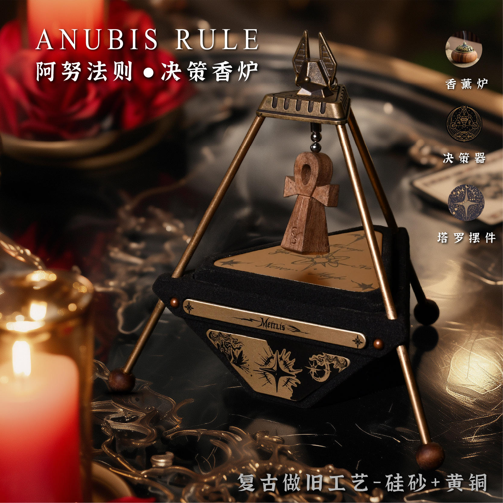 阿努法则决策香炉家用檀香熏香室内盘香沉打香篆香薰炉创意摆件