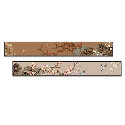 新中式客厅装饰画沙发背景墙挂画宋代美学花鸟窄长条禅意仿古壁画