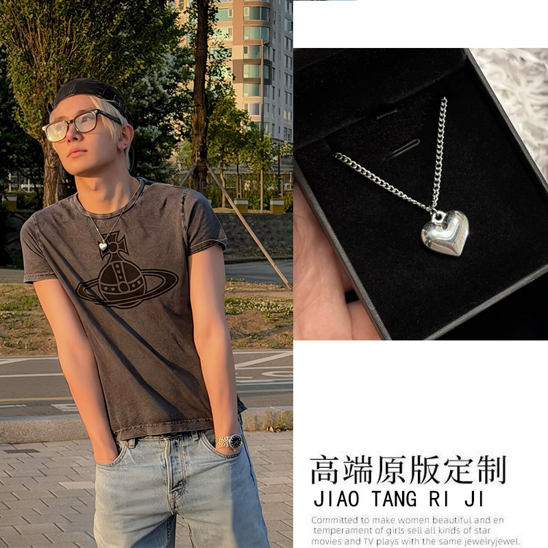 李羲承同款项链爱心轻奢高级感简约小众设计感钛钢锁骨链男女款