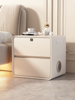 床头柜带锁家用卧室2025新款小型柜子主卧实木轻奢高级感床边柜子