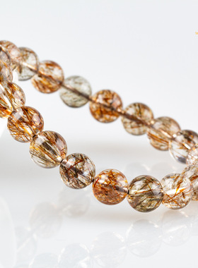 天然黑金超七手链 云母共生满发发晶黑超七手串 水晶饰品厂家