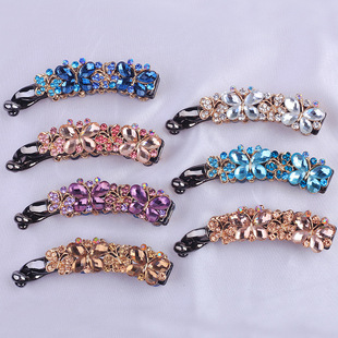 韩国发饰高级感女款大号发夹女后脑勺高马尾扎女式水晶蝴蝶香蕉