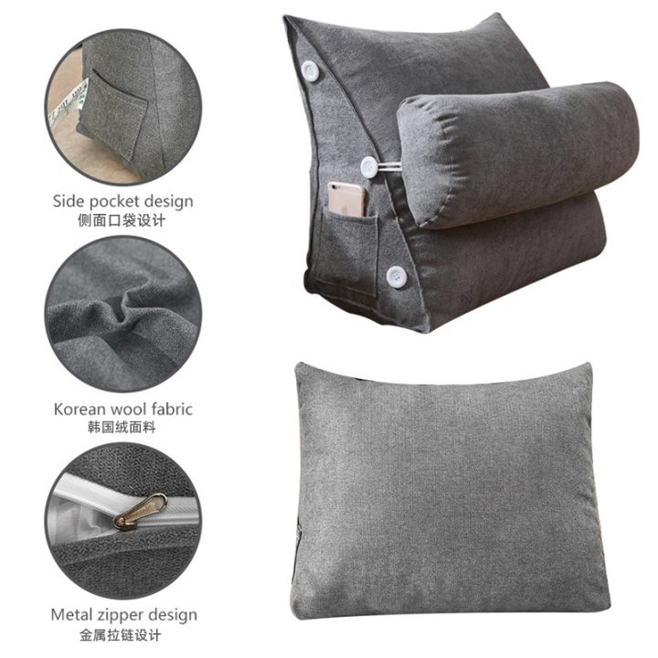 2025新款韩国绒面可拆洗飘窗长靠枕抱枕大号床头三角毛绒舒适坐垫