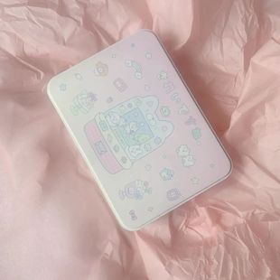 少女心兔兔铁盒颜值带盖大尺寸收纳盒宿舍化妆品小卡照片整理盒