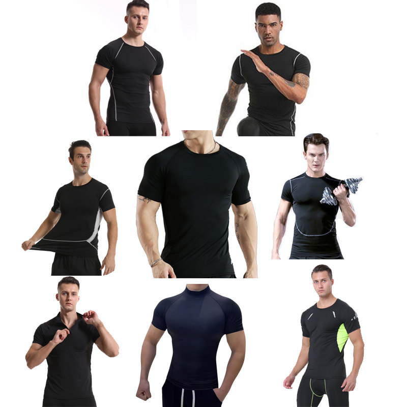 奋斗服饰短袖弹力男紧身涤纶透气