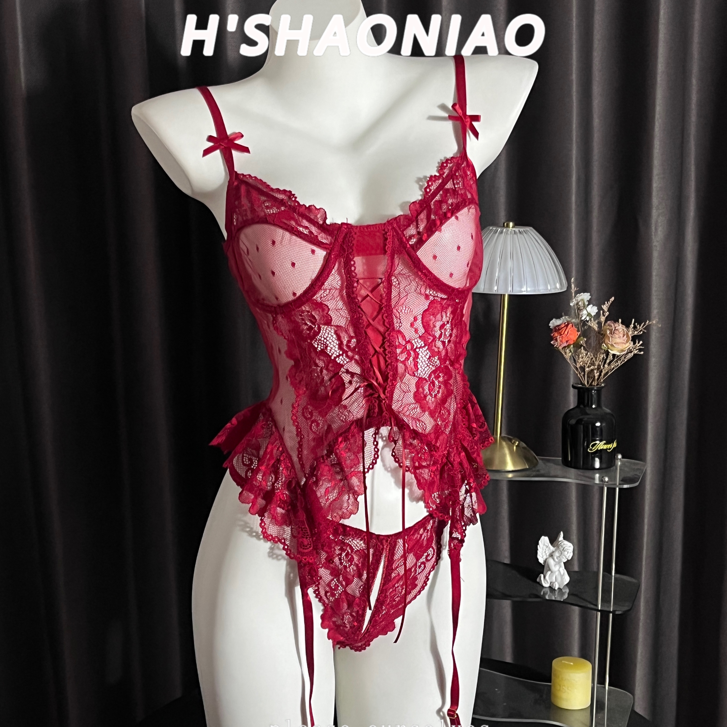 蕾丝吊带连体衣套装性感内衣