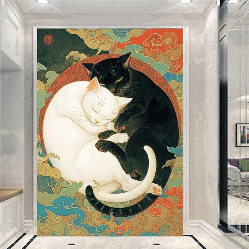 DIY方钻c满钻钻石画钻石绣手工贴钻十字绣带钻黑色白色猫咪情侣,居家布艺,钻石绣,淘宝优惠券,粉丝福利购,淘宝优惠卷