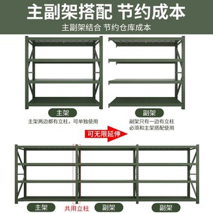 军绿色仓储货架军备物资仓库加厚1.5m多层M置物架超强承重型铁架