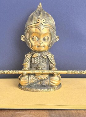纯黄铜齐天大g圣孙悟空车载摆件家居客厅办公桌面精致铜工艺装饰
