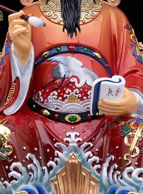 红衣文昌帝君神像书房家用纯铜彩绘梓潼帝君升U学文曲星像摆件