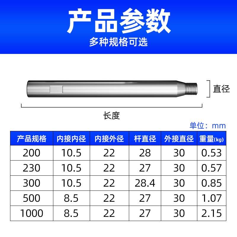 蓝胜水钻加长连接杆干打水钻钻头水钻机加厚加粗墙壁开孔器连接杆