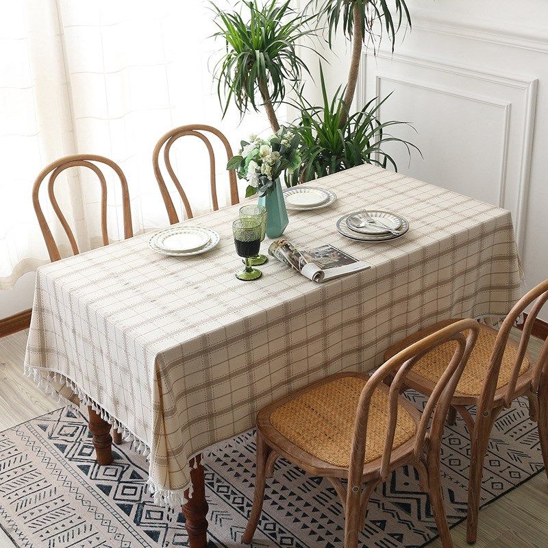 桌布棉麻现代简约长方形格子餐桌布茶几布X布艺盖巾桌垫,居家布艺,桌布,淘宝优惠券,粉丝福利购,淘宝优惠卷