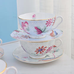 WE*DG伍德茶杯礼盒4件套杜鹃漫游2杯碟下午茶杯花茶双杯双蝶甜梅