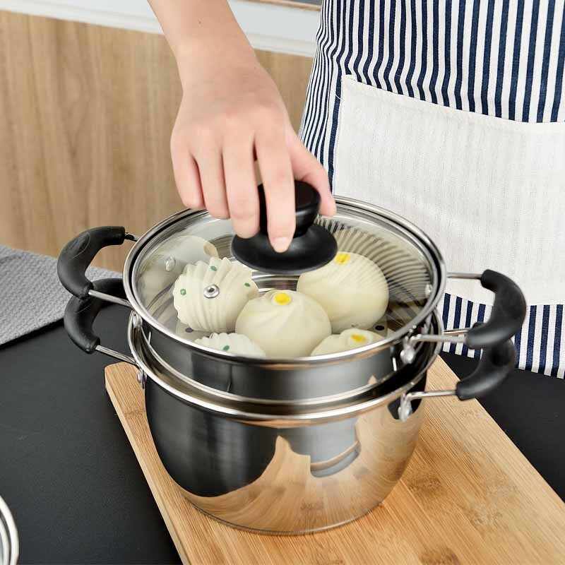 16CM 18 20 22加厚不锈钢奶锅小蒸锅迷你汤锅牛奶煮面锅婴儿辅食