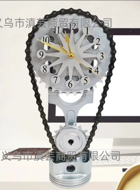 跨境独立站创意台式齿轮钟表Rotating Gear Clock旋转齿轮时钟USB