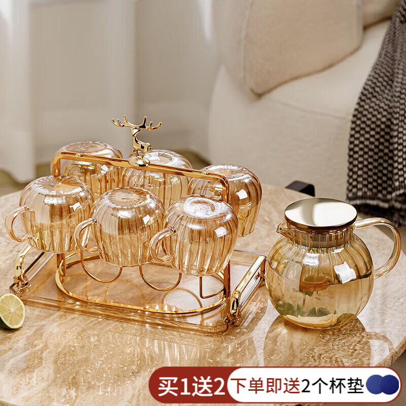正想家用玻璃水杯套装耐高温茶杯子大容量冷凉水壶杯具实用乔迁礼