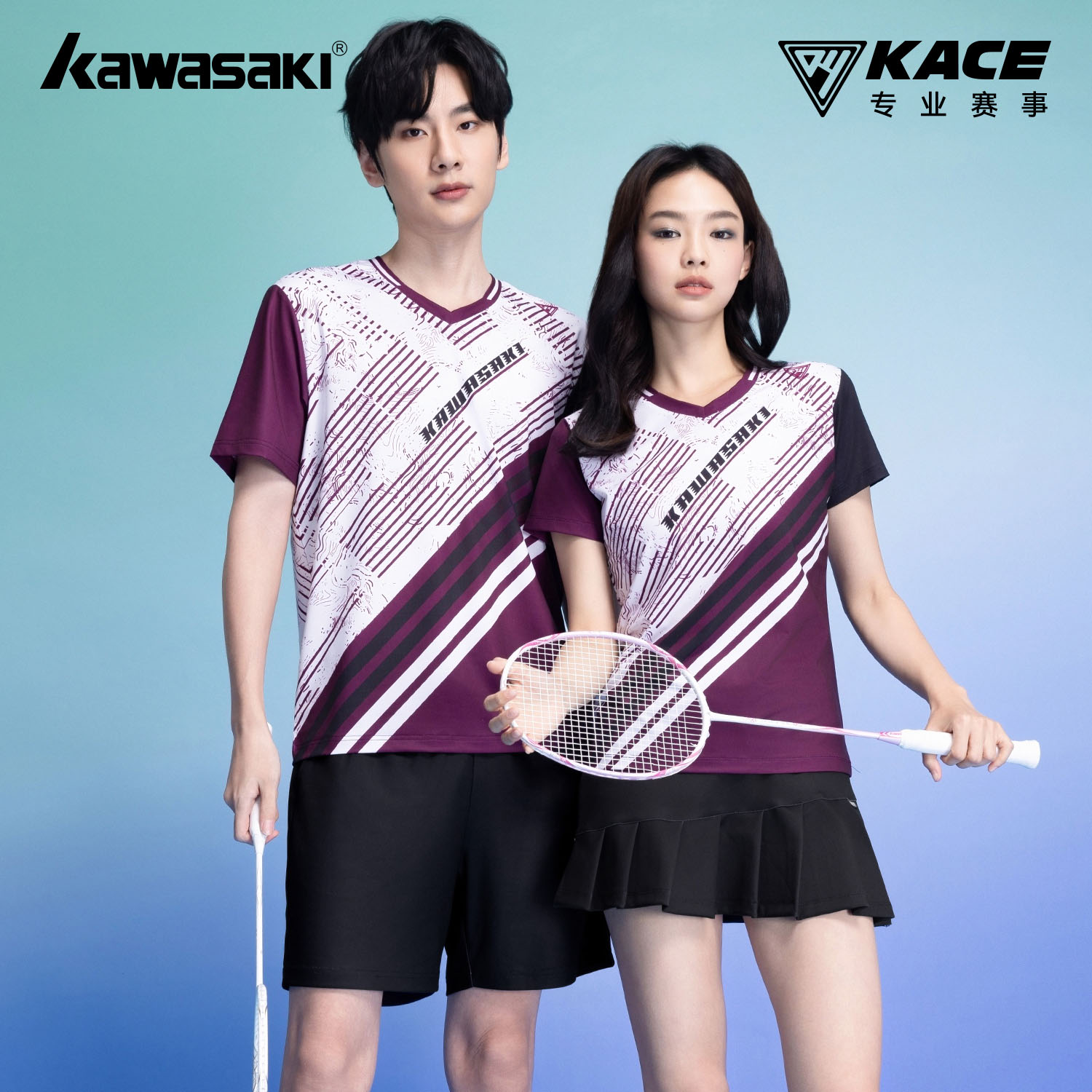 川崎短袖羽毛球服男女同款休闲训练服夏季打球羽球衣服速干文化衫