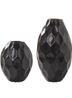 大师原创白色花瓶软装饰s品样板房宽口花瓶家居装饰手工陶瓷摆件