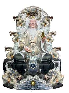 九龙太上老君神像汉白玉家用w祝福摆件元始道德灵宝天尊三清道祖