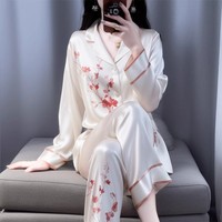 tpvl中國(guó)風(fēng)印花睡衣女春秋長(zhǎng)袖甜美外穿套裝高檔2025新款爆款女款