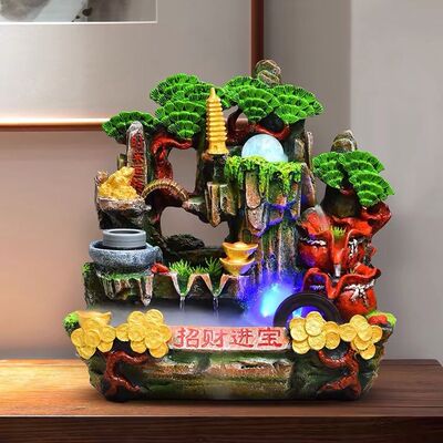 招财假山流水喷泉鱼缸生财山水风水轮开业循环水礼物客厅高山摆件