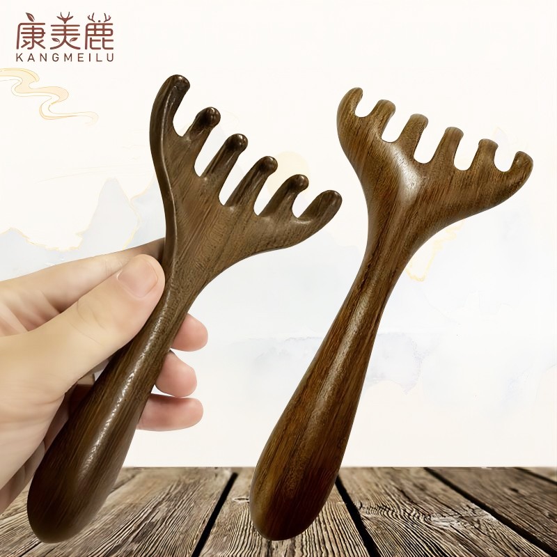 【康羙鹿】檀木鹿角梳头部经络按摩梳头疗头部按摩器加厚便携宽齿