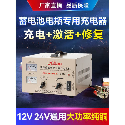 乐牌汽车电瓶充电器12V24V大功率纯铜智能自动修复通用电池充电机