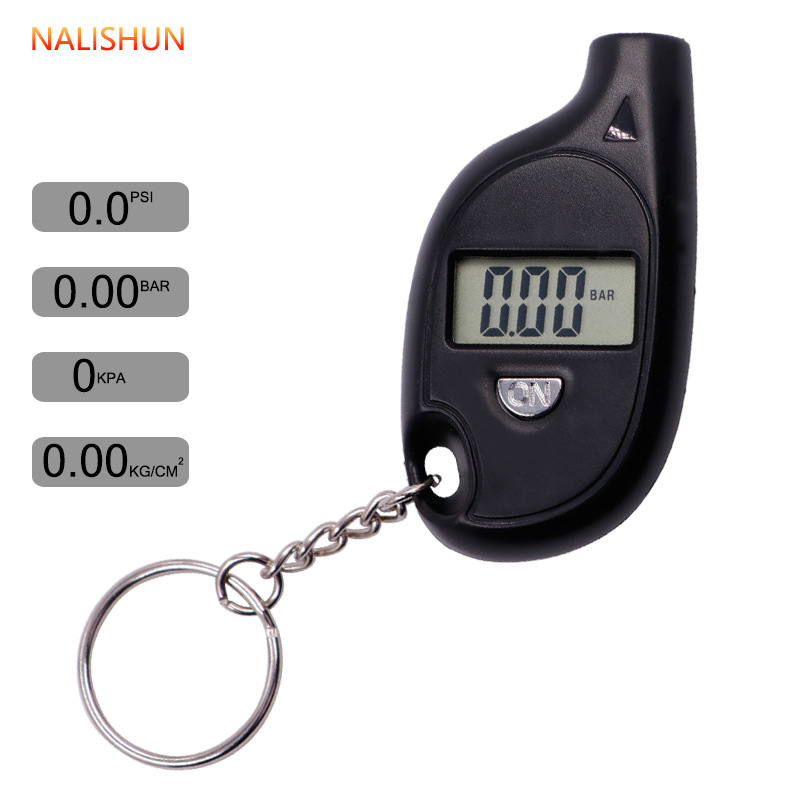 钥匙扣胎压计汽车轮胎胎压表高精度数显胎压计无背景灯