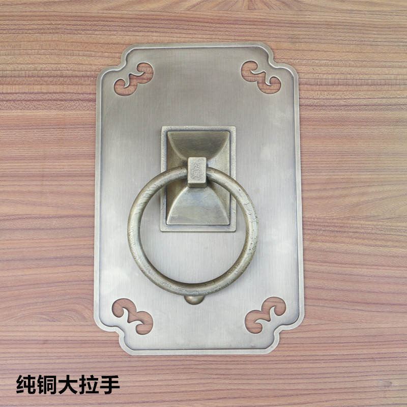 中式仿古大拉手纯铜把手狮子头兽头大门环方形大门铜门扣拉环包邮