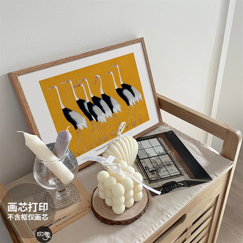 日式中古群鹤图客厅卧室装饰画芯餐厅餐边柜摆画过道电表箱画心图片