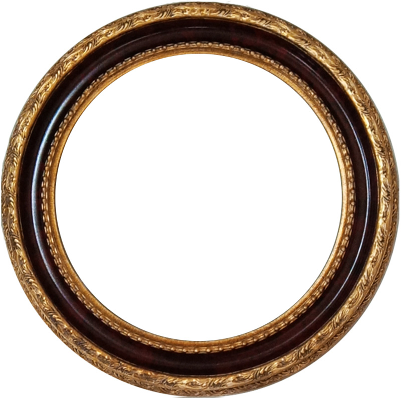 圆形油画框定制婚纱照相框暗红色金色圆形椭圆形画框定制宽度7cm