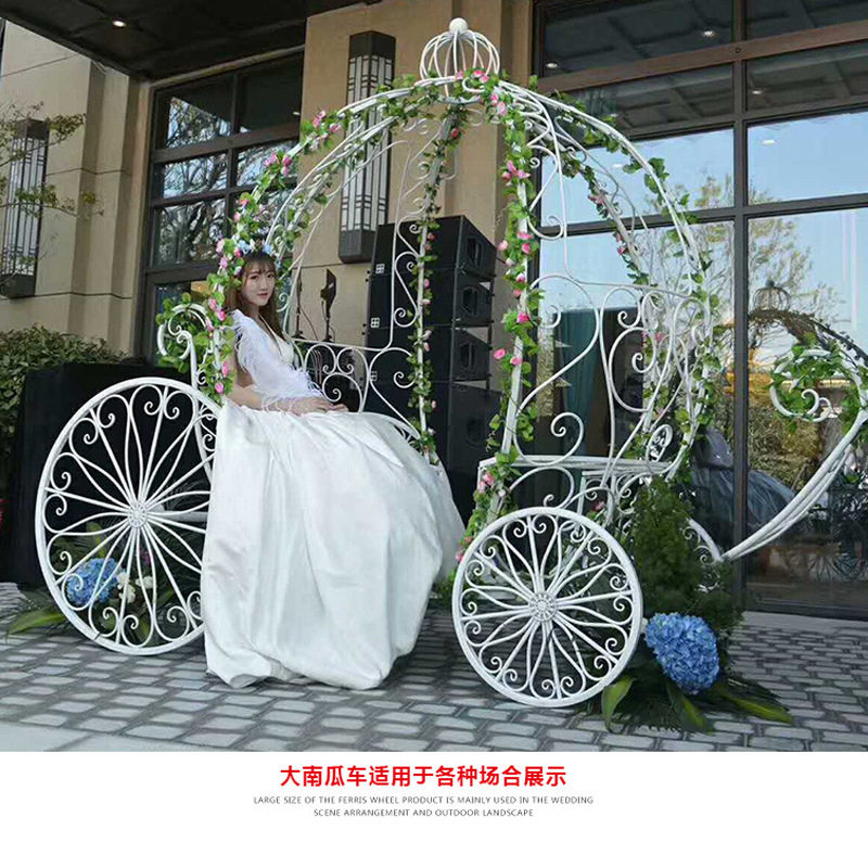 婚庆道具商场美陈装饰婚礼场景布置南瓜车铁艺南瓜马车摄影道具