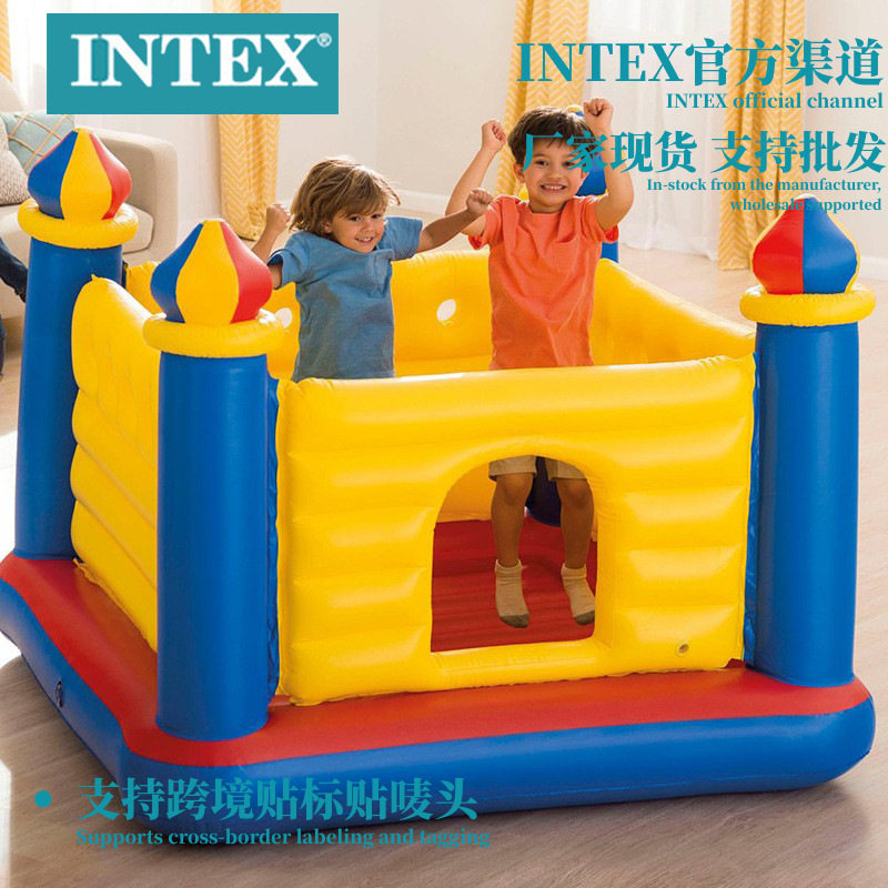 大型充气蹦床INTEX儿童家庭方形弹跳池充气蹦床玩具屋批发