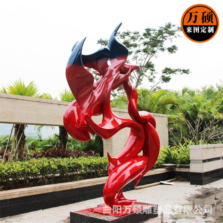 不锈钢抽象海豚和平鸽雕塑摆件