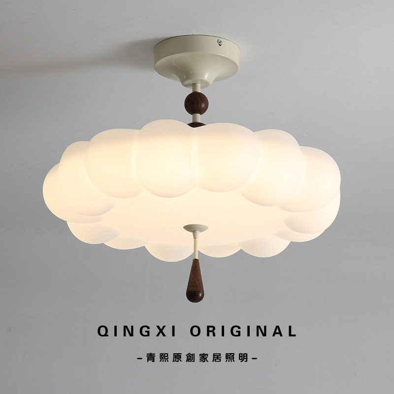 云朵灯美拉德风卧室灯吸顶灯法式中古主卧灯儿童房灯具书房南瓜灯