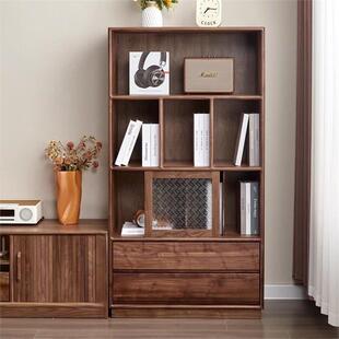 北美黑胡桃木全实木边柜现代简约电视墙实木角柜樱桃木客厅小书柜