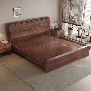 乌金木实木床现代高端中式1.8米双人床储物1.5m家用主卧大床婚床