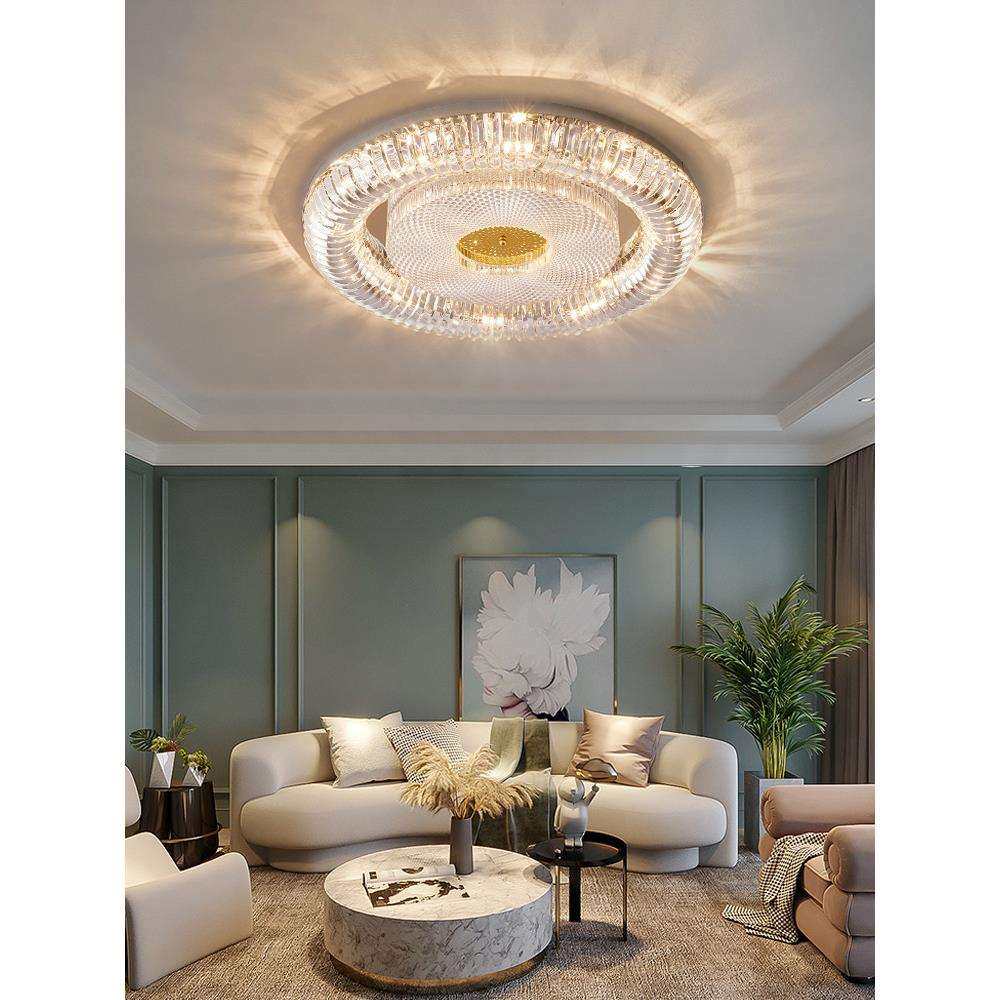 2025年新款后现代轻奢水晶吸顶灯客厅灯简约圆形卧室家用吸顶套装