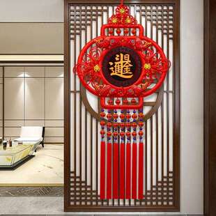 中国结新款高档豪华灯笼中国风挂件桃木福字客厅墙上玄关家居春节