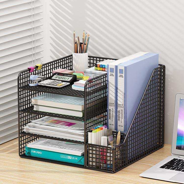 办公桌面置物架文件收纳架文件收纳盒办公用品大全多层文件架A4文