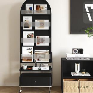 复古风杂志架全身镜旋转可移动置物收纳抽屉简约家用隐藏式穿衣镜