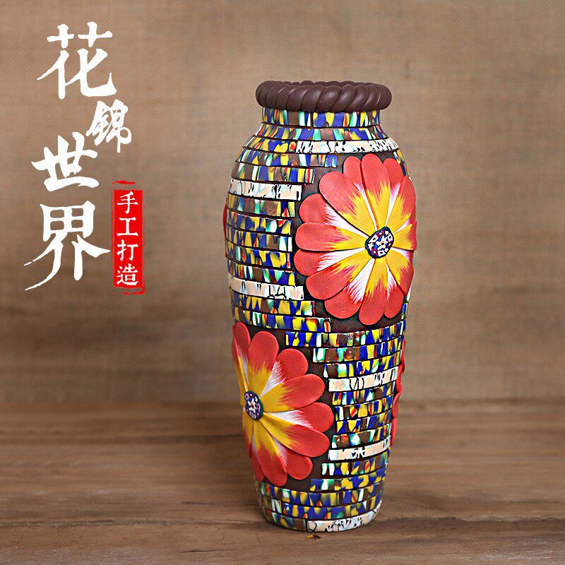 软陶瓶纯手工制作软陶花瓶家居摆件婚庆工艺品插花瓶厂家直销