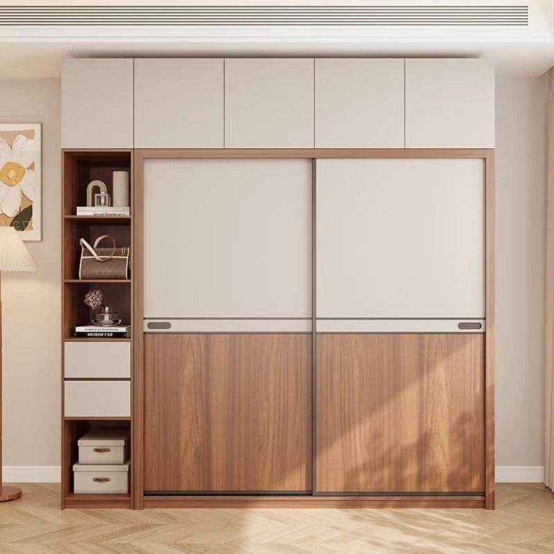 实木多层板轻奢推拉门移门衣柜家用卧室现代简约成品生态板大衣橱