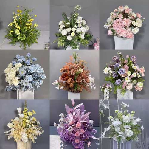 磁武婚礼仿真路引花桌花婚庆道具舞台T台布置绢花婚礼堂成品花艺