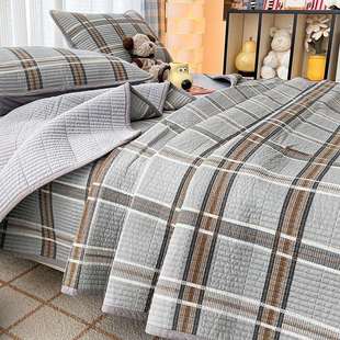 双面可用全棉水洗棉夹棉床盖加厚纯棉防滑秋冬季榻榻米床单三件套