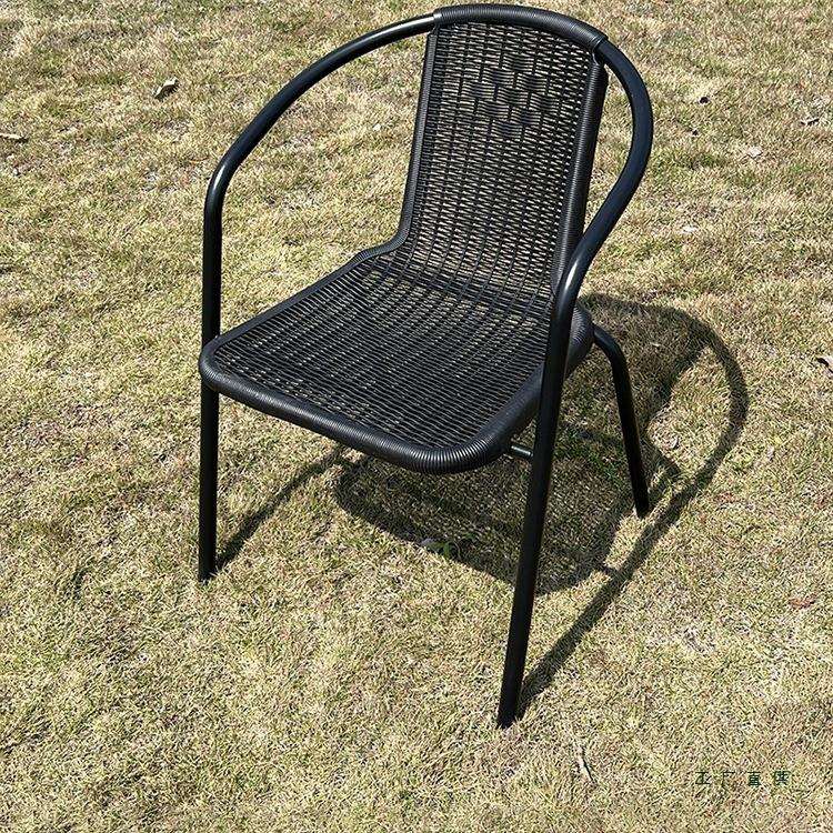 户外休闲椅室外餐椅单椅仿藤椅靠背椅庭院凳子椅子花园奶茶扶手椅