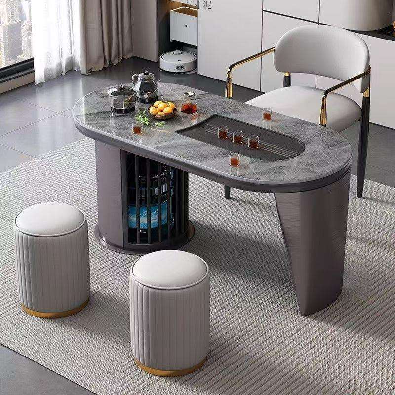 意式岩板茶桌椅组合家用阳台茶几简约现代办公茶桌一体一整套茶台
